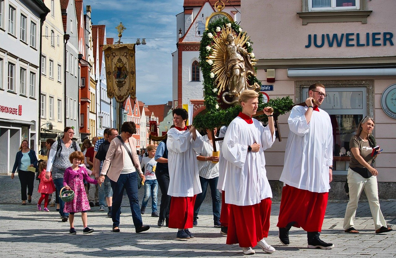 ceremony, christianity, procession, march, street, ritual